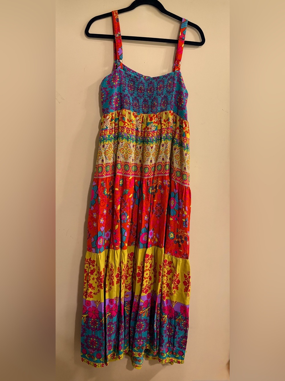 NATURAL LIFE Multicolor Floral Tiered Boho Retro Maxi Dress Medium - Picture 2 of 6